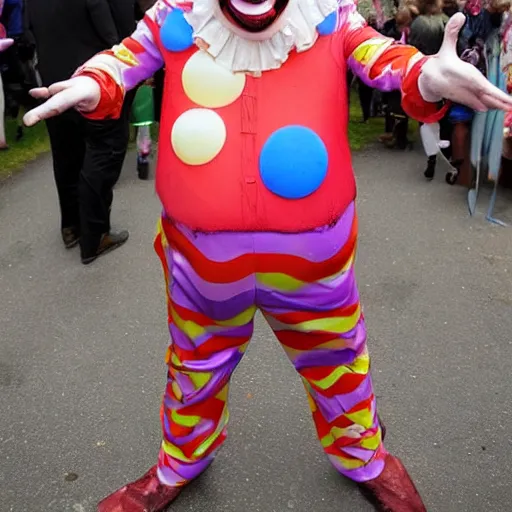 Image similar to boris johnson as a clown at a child's birthday party, clown, funny