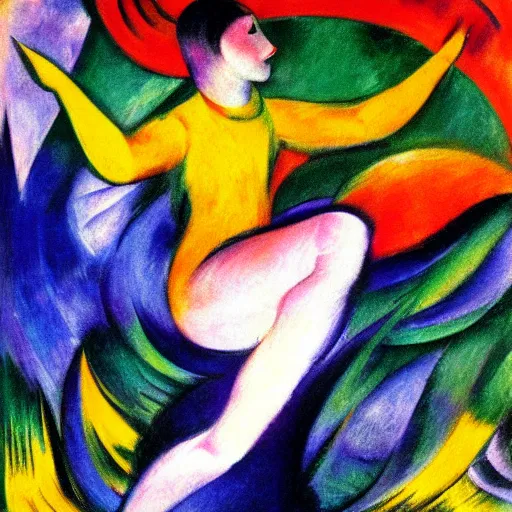 Prompt: franz marc lsd dancing girl