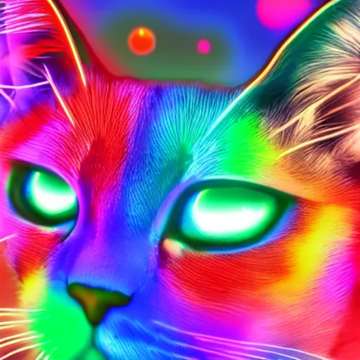 Image similar to neon multicolored rainbow nightcore anime cats