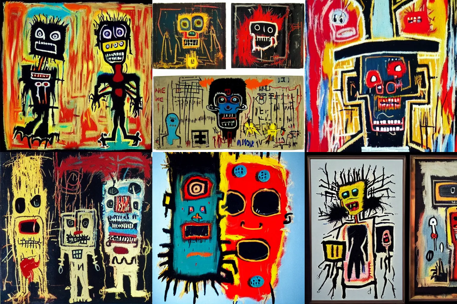 Prompt: evil voodoo doll and witchraft paintings by jean-michel basquiat