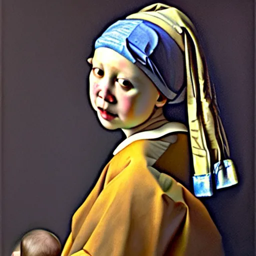 Image similar to pure love is patient love is kind, mother and child ; photorealistic oil painting by johannes vermeer ; highly detailed cute faces by wlop ; trending on artstation ; 8 k high resolution, symmetrical, cinematic, high coherence, golden ratio, rule of thirds, perfectly centered ; anatomically correct faces