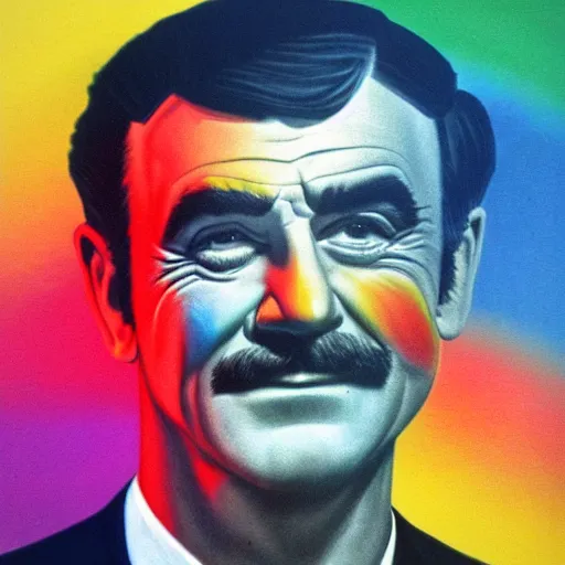 Image similar to pride rainbow portrait from a handsome sean connery