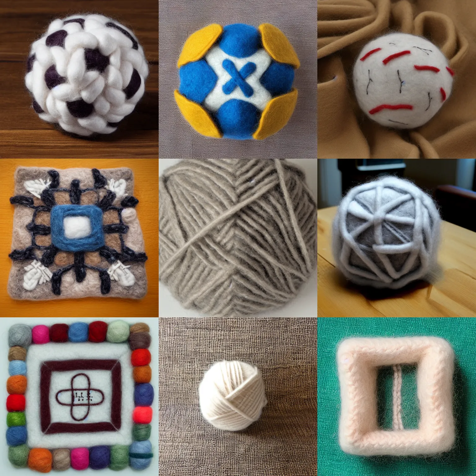 Prompt: a die die die die made of wool