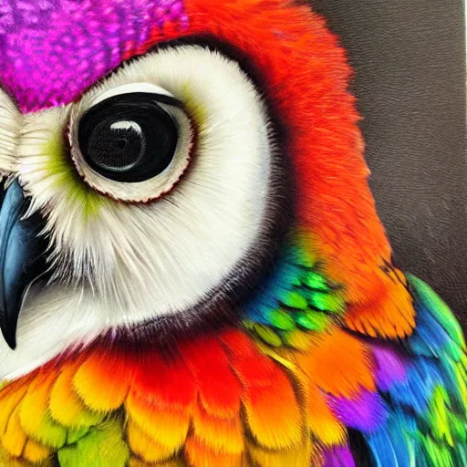 Prompt: hybrid bird cross between owl and colorful parrot detailed oil painting 4k