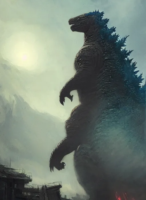 Prompt: Godzilla wearing a diaper, highly detailed, digital painting, artstation, concept art, sharp focus, illustration, art by greg rutkowski and alphonse mucha