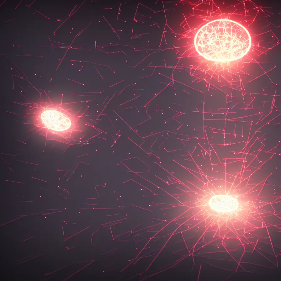 Image similar to glowing emissive particle simulation rendering, redshift, octane