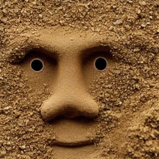 Image similar to a face made from falling grains of sand