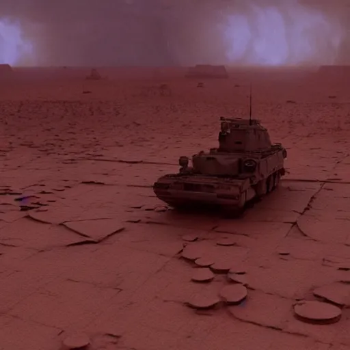 Image similar to battle scene from duna by alejandro jodorowsky and denis villeneuve i style many details by andrei tarkovsky volumetric natural light