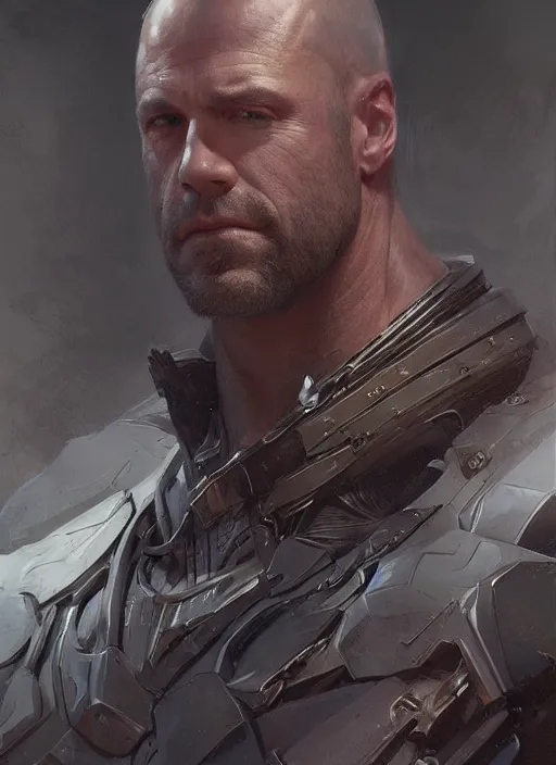 Image similar to Portrait of Jason Stratham, marvel comics, dark, intricate, highly detailed, smooth, artstation, digital illustration by Ruan Jia and Mandy Jurgens and Artgerm and Wayne Barlowe and Greg Rutkowski and Frank Frazetta