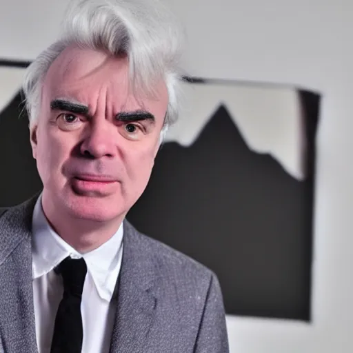 Image similar to David Byrne committing arson, burning down his house