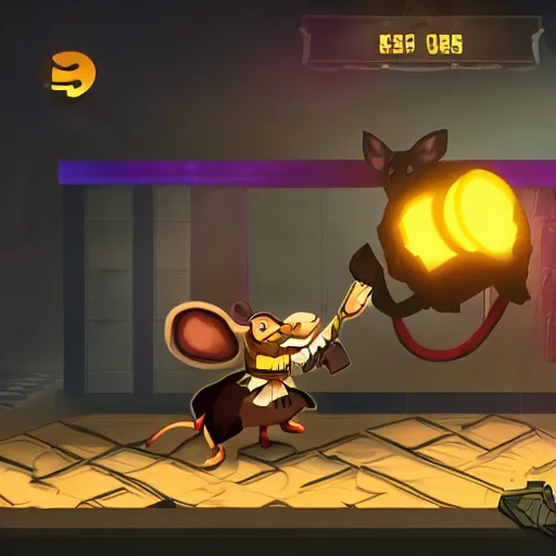 Image similar to a mouse as a boss in the style of shadow fight 2