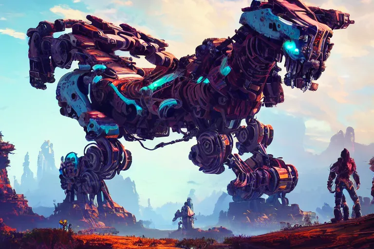 Image similar to rollerback machine mecanical creature robot of horizon forbidden west horizon zero dawn bioluminiscence global illumination ray tracing hdr fanart arstation by ian pesty and alena aenami artworks in 4 k