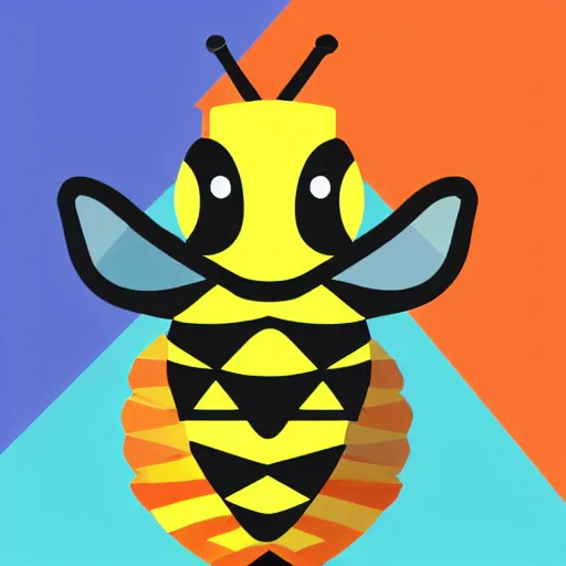 Prompt: icon of a bee doing science, colored pencils, low poly render, vector art, flat colors, by eric carle