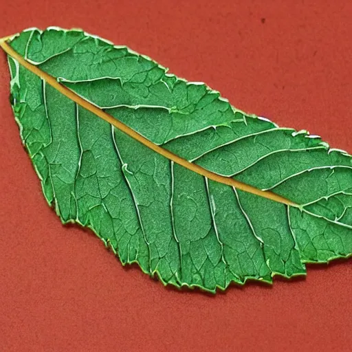 Prompt: a digital leaf of mint made of circuit board