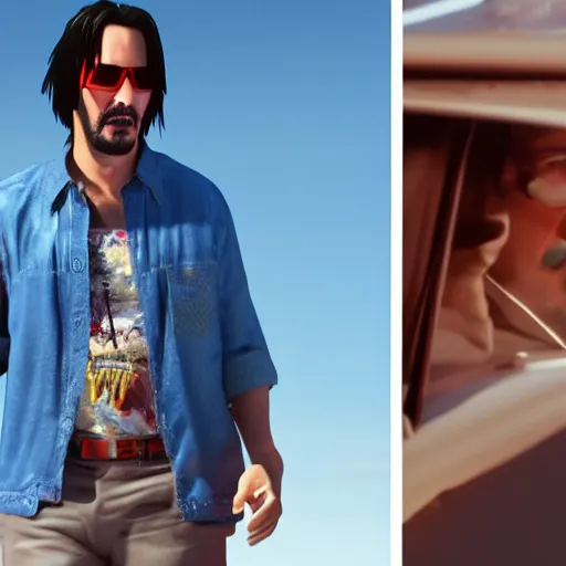 Prompt: keanu reaves starring in fear and loathing in las vegas, 4 k cinematic octane render