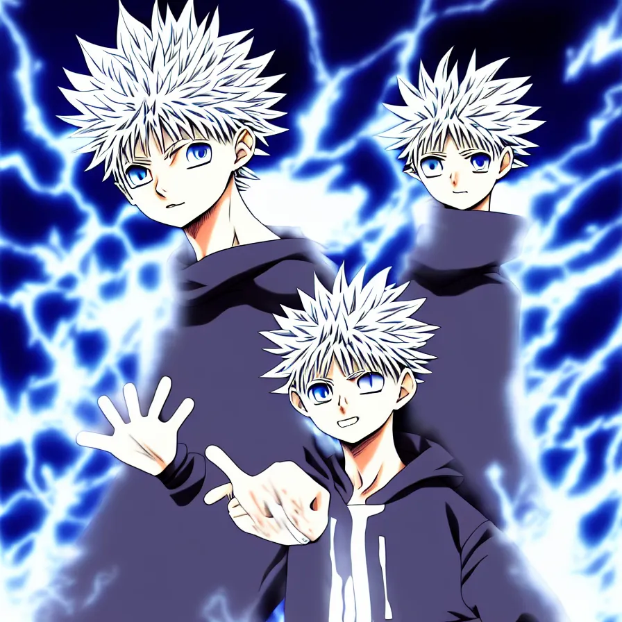 Image similar to killua zoldyck, 4 k resolution, comic style ， by miura kentaro, ultra detailed,