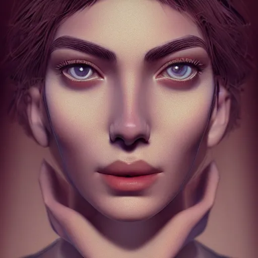 Prompt: neutral evil philosphy, elegant, god ray, reflections, focus, detailed, realistic eyes, horizontal partial symmetry features proportions, intricate facial skin details, award winning, trending in cgsociety artstation deviant art, octane render