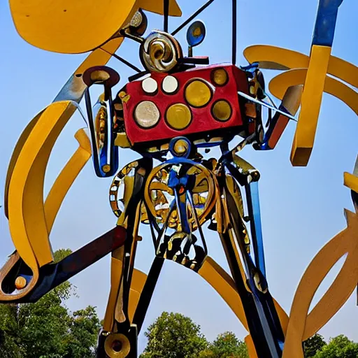 a giant mechanical sculpture made of painted Stable Diffusion