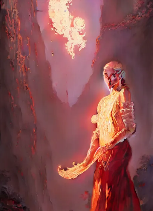 Image similar to highly detailed portrait of fire gown in gta v, stephen bliss, unreal engine, fantasy art by greg rutkowski, loish, rhads, ferdinand knab, makoto shinkai and lois van baarle, ilya kuvshinov, rossdraws, tom bagshaw, global illumination, radiant light, detailed and intricate environment