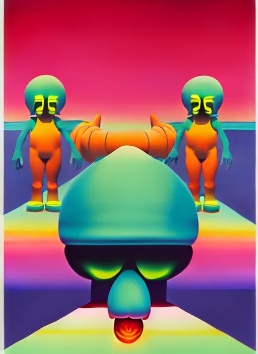 Image similar to the end by shusei nagaoka, kaws, david rudnick, airbrush on canvas, pastell colours, cell shaded, 8 k