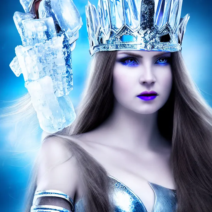 Image similar to photo of a very beautiful!! ice queen warrior with ice powers highly detailed 8 k hdr smooth sharp focus high resolution award - winning photo