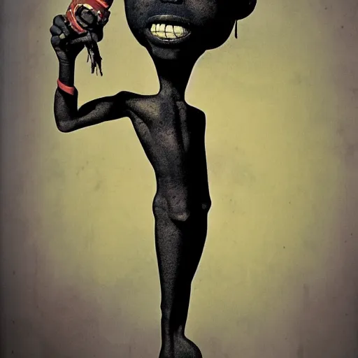 Image similar to an african boy from the movie tank girl, by jamie hewlett and sawoozer and roger ballen,