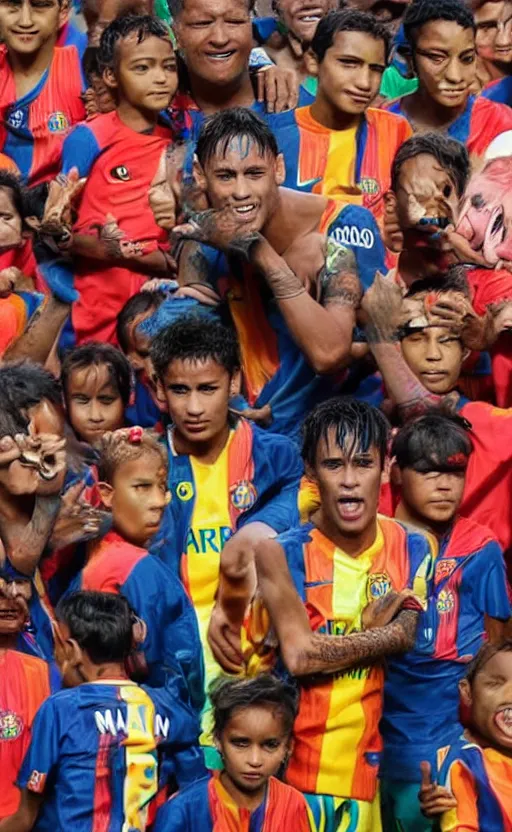 Image similar to neymar jr. with muori face tribals