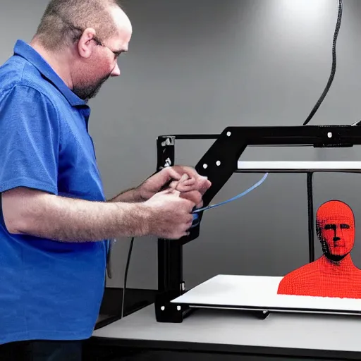 Prompt: photo of a man being printed by a 3d printer