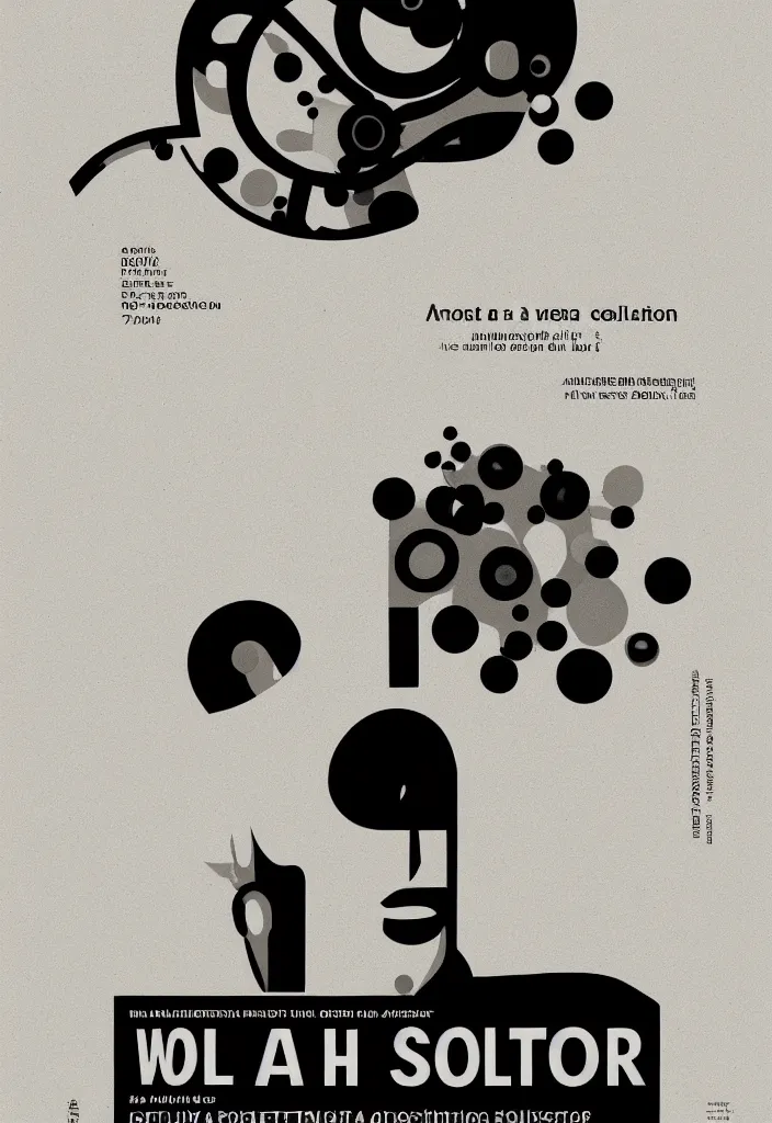 Image similar to a minimalistic poster in the style of polish poster school for'the curator'- a story about the artificial intelligence and polish design history