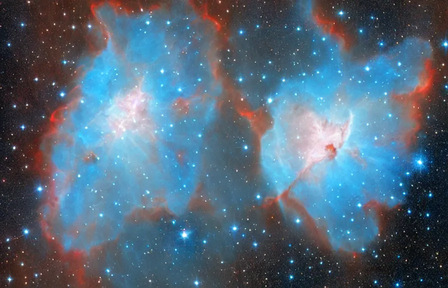 Image similar to nebula in the shape of a blue heart by Hubble telescope