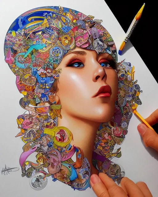 Image similar to homer simpson, beautiful shadowing, 3 d shadowing, reflective surfaces, 8 k, beautifully detailed pencil illustration, intricate, epic composition, masterpiece, bold complimentary colors. stunning masterfully illustrated by artgerm, range murata, alphonse mucha