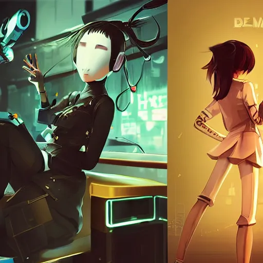 Image similar to Frequency indie album cover, luxury advertisement, white and brown colors. highly detailed post-cyberpunk sci-fi close-up schoolgirl in asian city in style of cytus and deemo, mysterious vibes, by Ilya Kuvshinov, by Greg Tocchini, nier:automata, set in half-life 2, beautiful with eerie vibes, very inspirational, very stylish, with gradients, surrealistic, postapocalyptic vibes, depth of filed, mist, rich cinematic atmosphere, perfect digital art, mystical journey in strange world, beautiful dramatic dark moody tones and studio lighting, shadows, bastion game, arthouse