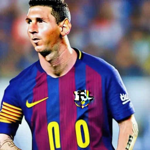 Image similar to messi with the face of ronaldo