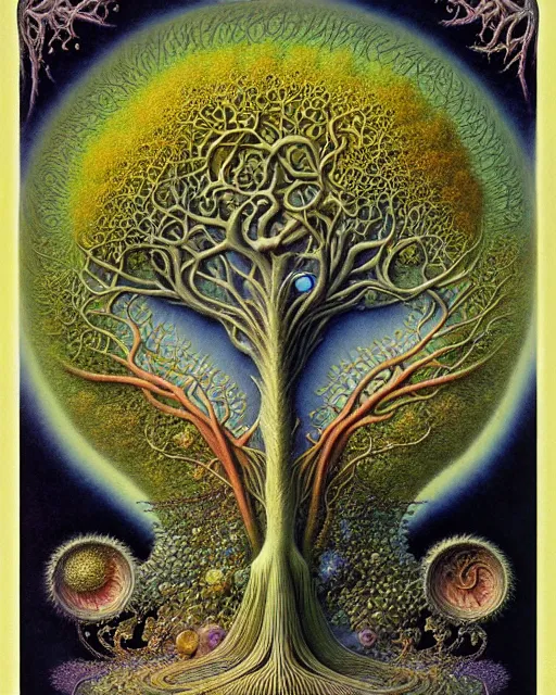 Image similar to tree of life by roger dean and andrew ferez, art forms of nature by ernst haeckel, divine chaos engine, symbolist, visionary, art nouveau, botanical fractal structures, organic, detailed, realistic, surreality