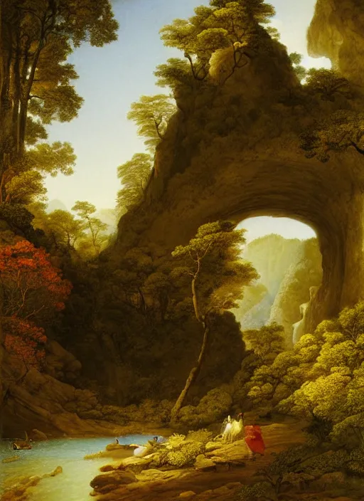 Image similar to a deep cave entrance, harmony of nature, by asher brown durand, by yoshitaka amano