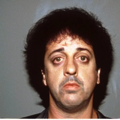 Image similar to Billy Joel 1980's mugshot