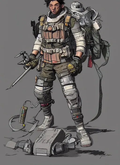 Image similar to apex legends ash. concept art by james gurney and mœbius.