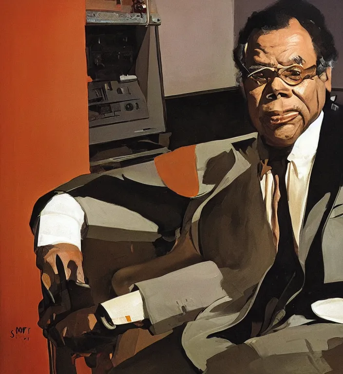 Image similar to Stephen McKinley Henderson as Thufir Hawat mentat human computer painted by Syd Mead