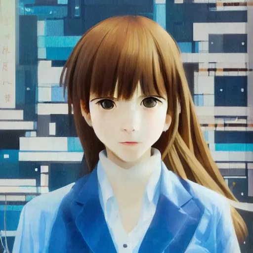 Image similar to a high detail portrait of high school girl by makoto sinkai, by BUNBUN, in simple background, CLIP STADIO, mad painting