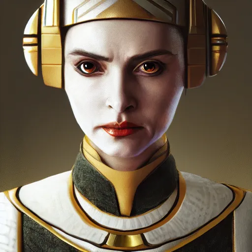 Image similar to portrait of Queen Amidala in the style of Sergeant and Ruan Jia, trending on artstation, high detail, 8k