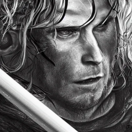 Image similar to close up pencil sketch of middle earth and hobbits ,digital art, high detail, hyper realistic,