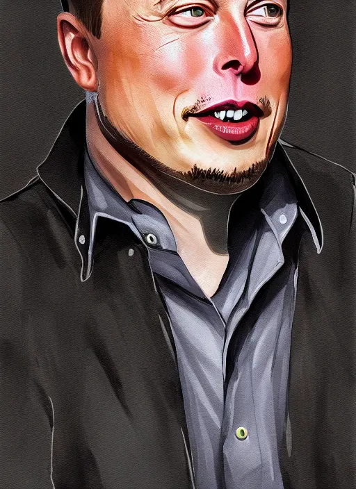 Image similar to happy elon musk, 2 d matte colors