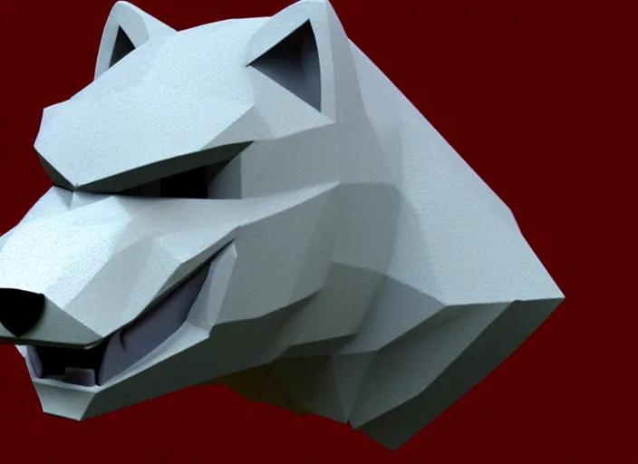 Prompt: furry wolf head, stylized stl, 3 d render, michael vicente style