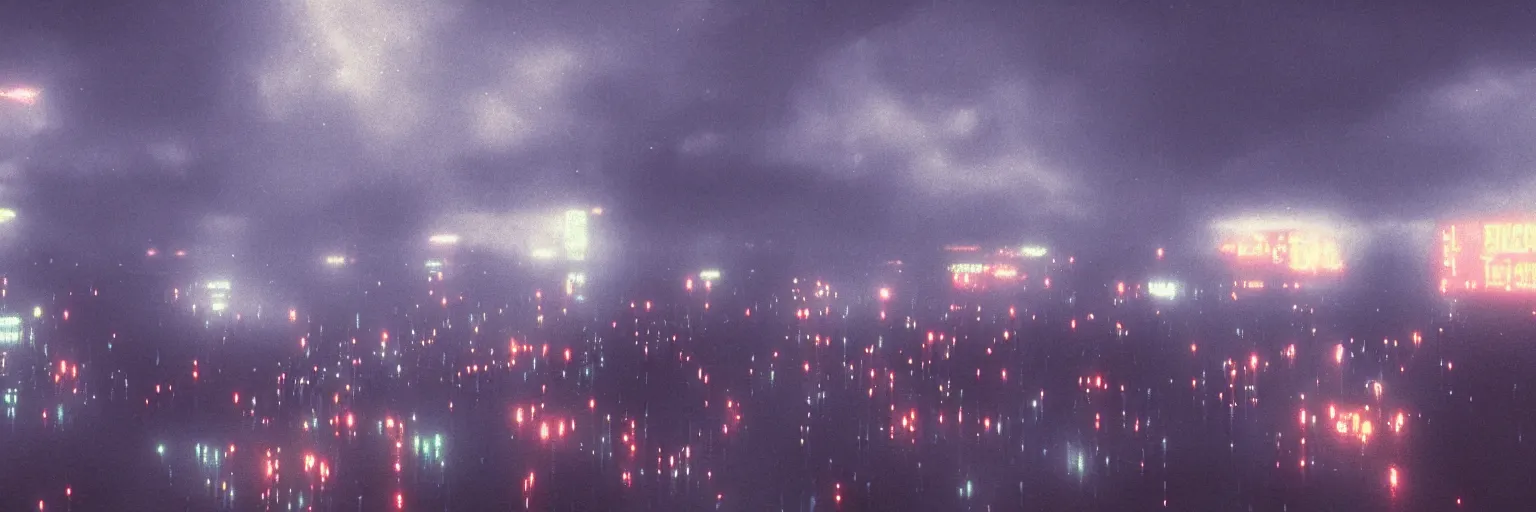 Prompt: The sky above the port was the color of television, tuned to a dead channel. In the style of Blade Runner, CyberPunk.