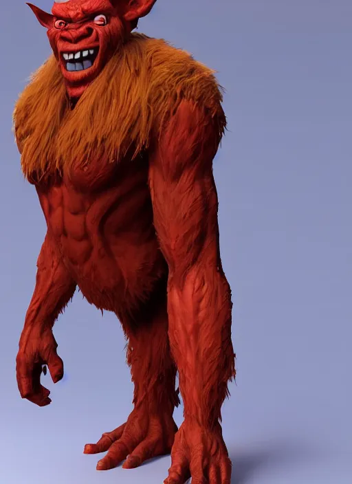 Image similar to а fantasy Proto-Slavic skinny red troll creature inspired blizzard games, full body, detailed and realistic, 4k, trending on artstation, octane render