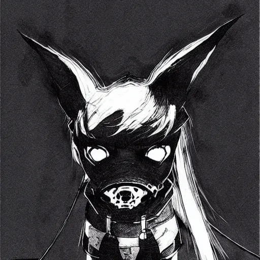 Image similar to A small dog looking sinister, by Tsutomu Nihei, highly detailed