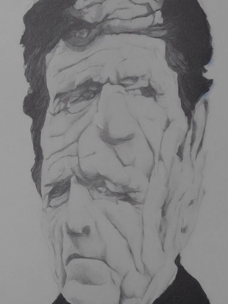 Image similar to a single line art portrait of writer leonard cohen.