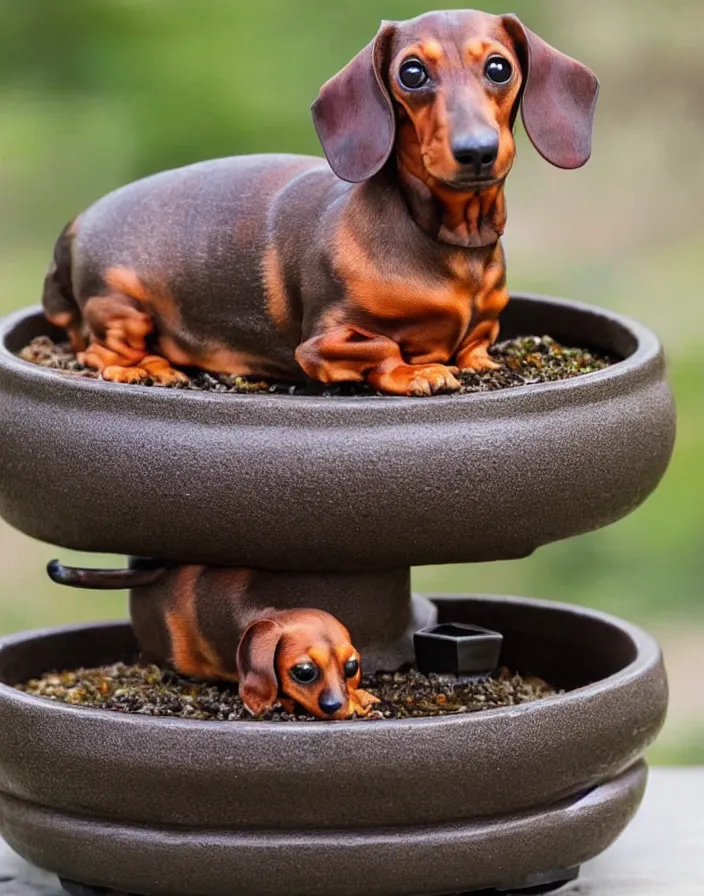 Image similar to Dachshund growing from a bonsai pot