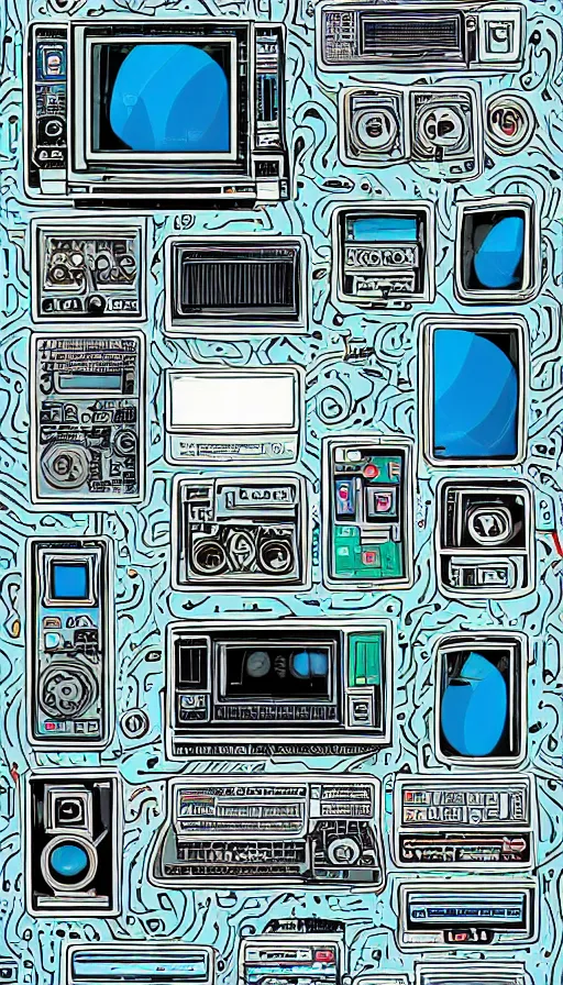 Image similar to 9 0 s technologies digital art. illustrator