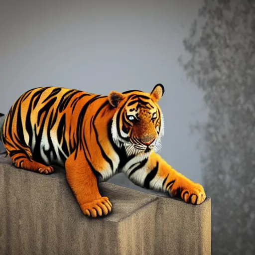 Image similar to Photograph of 🐯!! Adorable, hyperrealistic, 4K, Octane render, unreal engine cinematic, XF IQ4, 150MP, 50mm, F1.4, ISO 200, 1/160s, natural light, Adobe Lightroom, photolab, Affinity Photo, PhotoDirector 365,